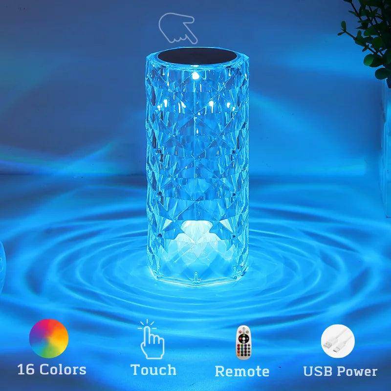 16-Color Crystal Table Lamp – Touch & Remote-Controlled LED Night Light - OneSmartZone