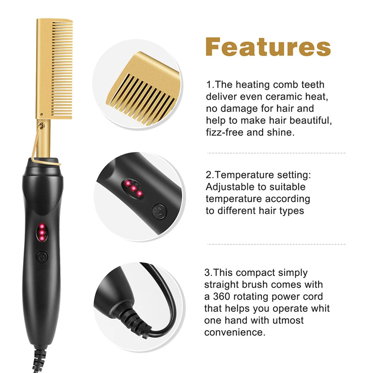 Hot Comb Brush 2-in-1