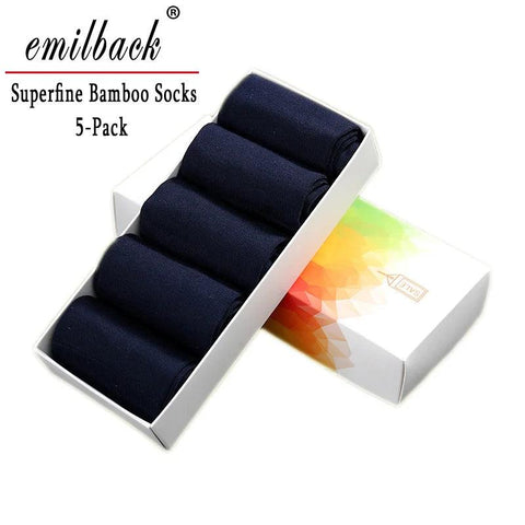 Emilback 5 Pairs Men's Business Bamboo Dress Socks – Soft, Antibacterial, Breathable - OneSmartZone