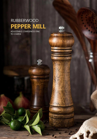 Classical Oak Wood Pepper & Spice Mill Grinder Set - Adjustable Ceramic Grinding Core - OneSmartZone