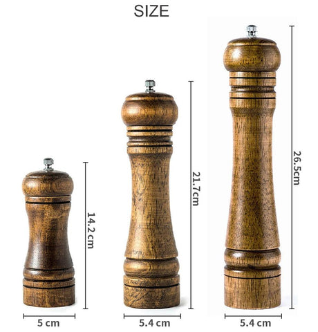 Classical Oak Wood Pepper & Spice Mill Grinder Set - Adjustable Ceramic Grinding Core - OneSmartZone