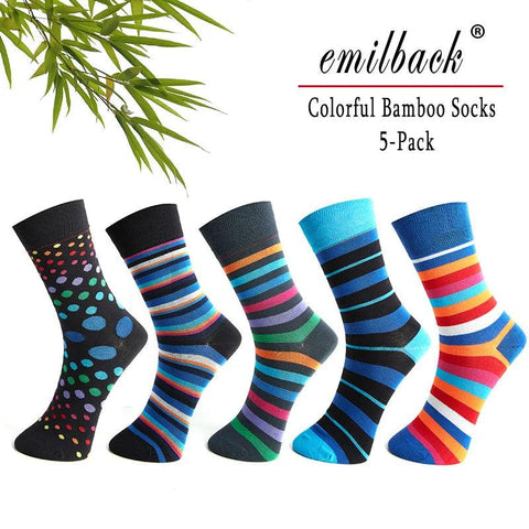 Emilback 5 Pairs Men's Business Bamboo Dress Socks – Soft, Antibacterial, Breathable - OneSmartZone