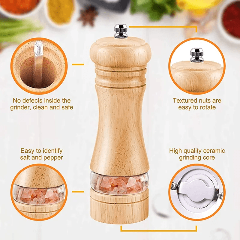 Manual Pepper Grinder Wooden Salt & Pepper Mills – Multi-purpose Spice Tool for Kitchen - OneSmartZone