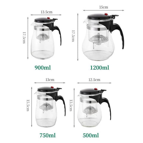 HMLOVE Heat Resistant Glass Teapot – Puer Kettle with Tea Infuser, High Borosilicate Glass, Perfect for Kung Fu Tea Ceremony - OneSmartZone