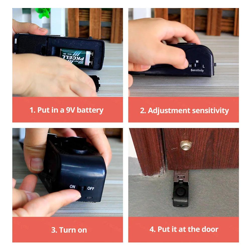 FUERS Wireless Door Stop Alarm System - 120dB Loud Home Security Anti-Theft Door Block - OneSmartZone