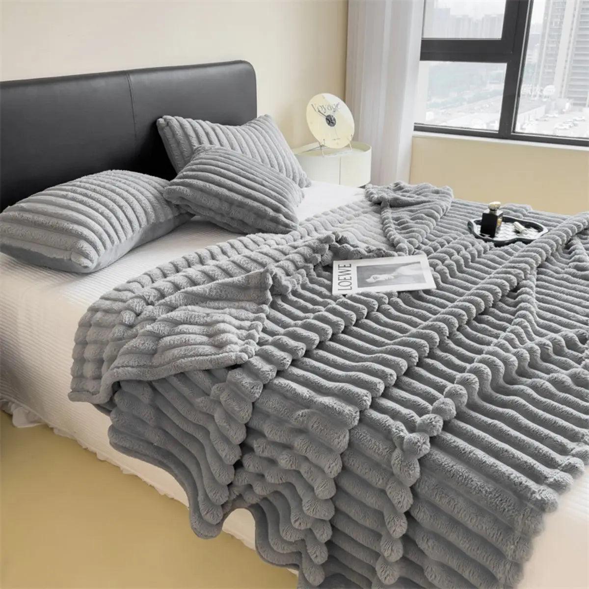 Thick Striped Multifunctional Blanket - OneSmartZone