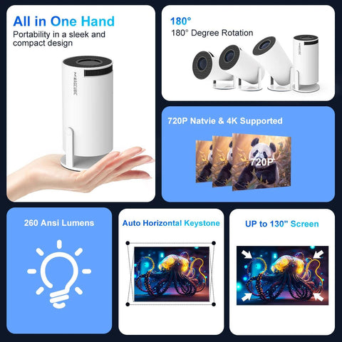 Magcubic HY300 Pro 4K Projector – Android 11, Dual WiFi 6, 260 ANSI Lumens, BT 5.0 - OneSmartZone