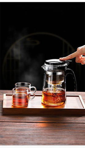 Heat-Resistant Glass Teapot – One-Click Filter Tea Maker & Coffee Pot - OneSmartZone