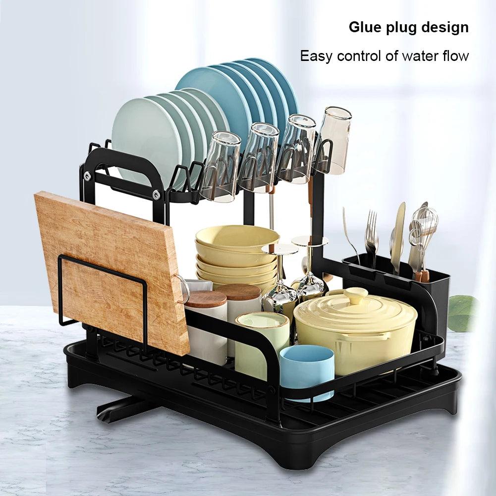 360° Rotating Double-Layer Kitchen Storage & Drying Rack - OneSmartZone