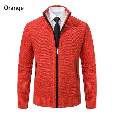 Men's Casual Sports Jacket - Autumn & Winter Fleece Zipper Cardigan with Stand Collar - OneSmartZone