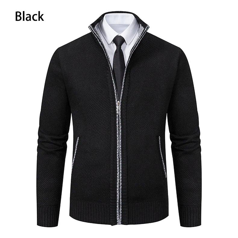 Men's Casual Sports Jacket - Autumn & Winter Fleece Zipper Cardigan with Stand Collar - OneSmartZone