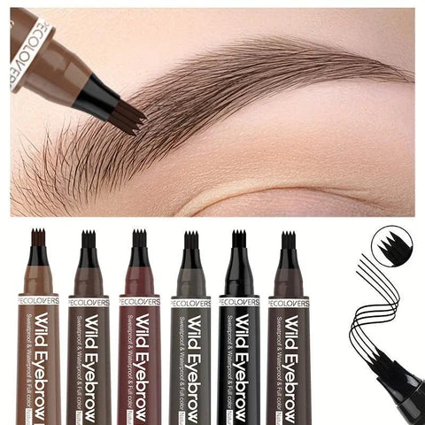 6 Colors Eyebrow Pen - Waterproof 4 Split Tip Eyebrow Tattoo Liquid Pencil - OneSmartZone