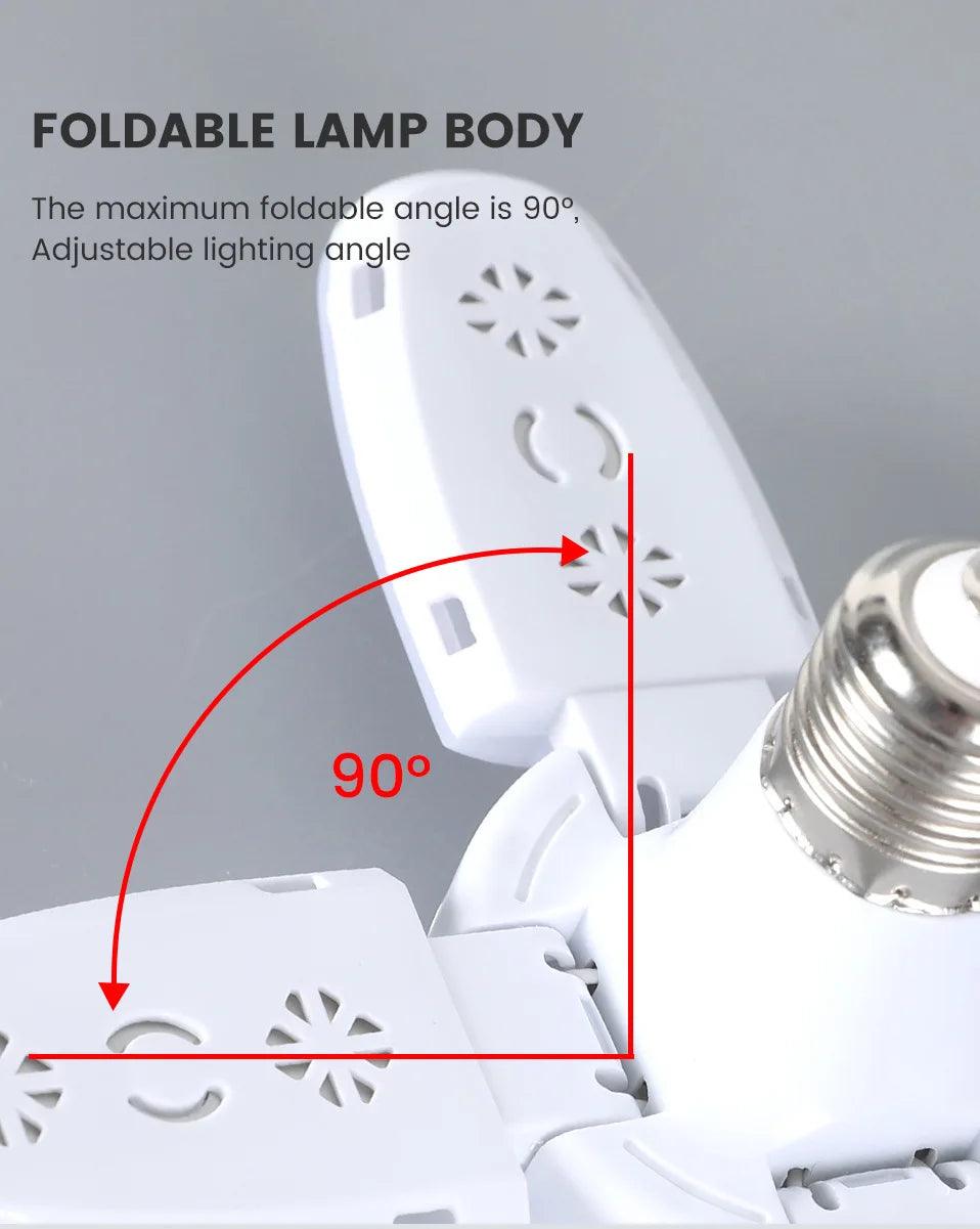 28W Foldable LED Bulb – E27 | 6500K White Light for Home, Warehouse & Garage - OneSmartZone