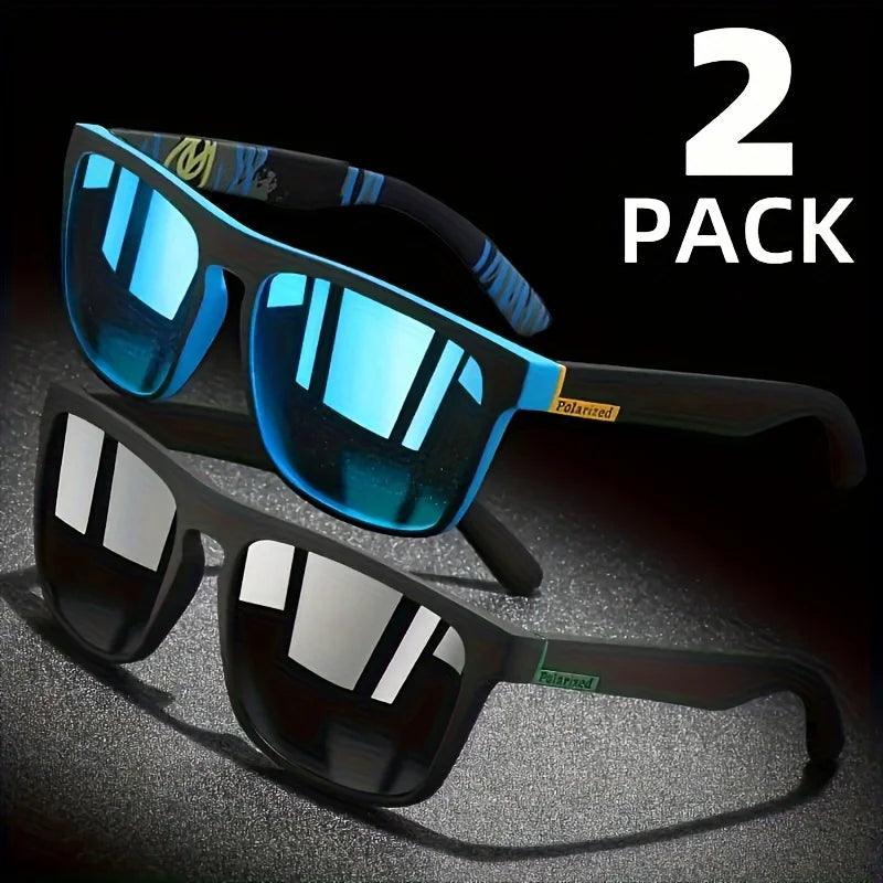 2pcs Square Polarized Sunglasses – Anti-Glare Shades for Summer, Travel & Fishing - OneSmartZone