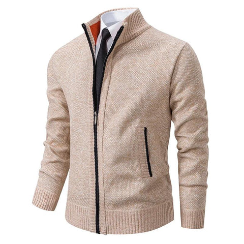 Men's Casual Sports Jacket - Autumn & Winter Fleece Zipper Cardigan with Stand Collar - OneSmartZone