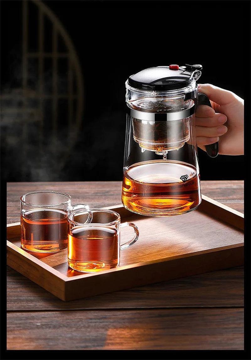 Heat-Resistant Glass Teapot – One-Click Filter Tea Maker & Coffee Pot - OneSmartZone