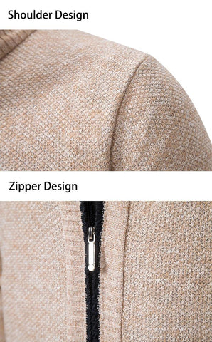 Men's Casual Sports Jacket - Autumn & Winter Fleece Zipper Cardigan with Stand Collar - OneSmartZone