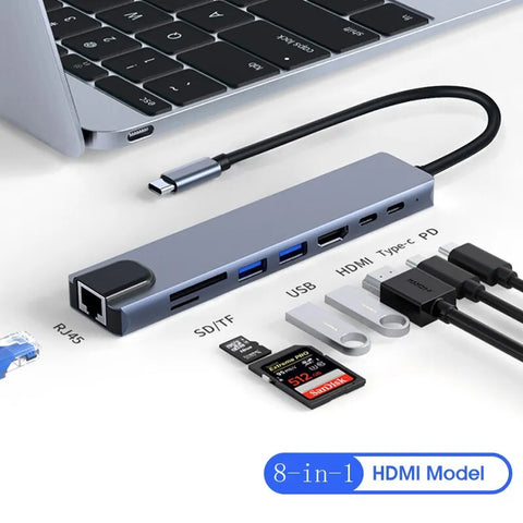 8-in-1 USB-C Hub – 4K Thunderbolt 3 Docking Station & Laptop Adapter - OneSmartZone