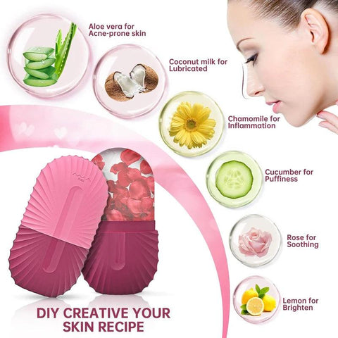 Ice Face Roller & Silicone Ice Cube Mold – Reduce Puffiness & Tighten Pores for Glowing Skin - OneSmartZone