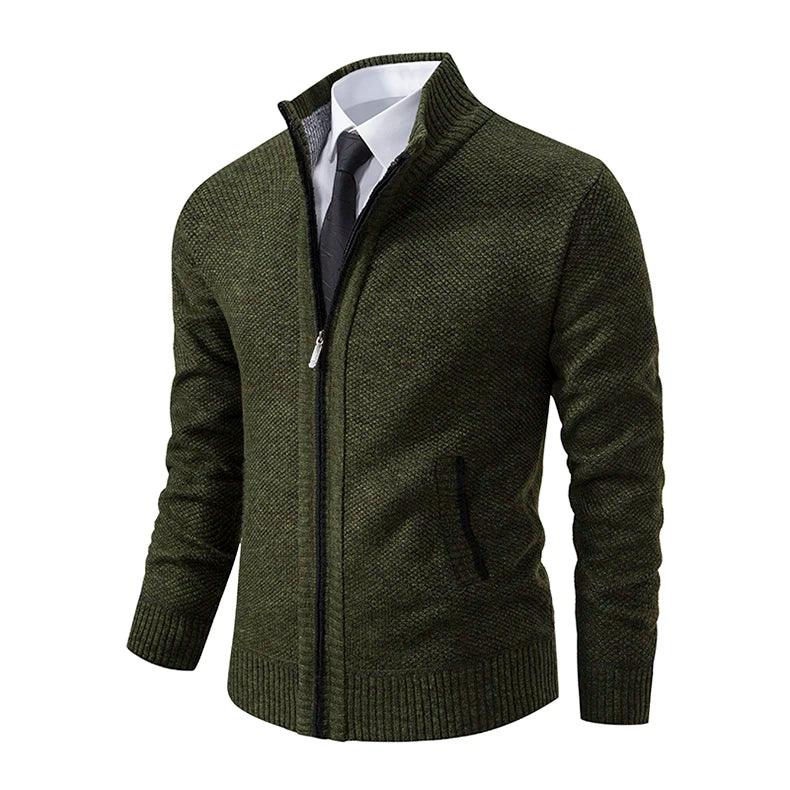 Men's Casual Sports Jacket - Autumn & Winter Fleece Zipper Cardigan with Stand Collar - OneSmartZone