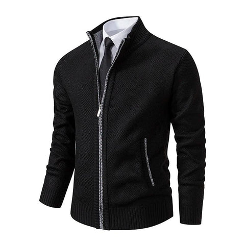 Men's Casual Sports Jacket - Autumn & Winter Fleece Zipper Cardigan with Stand Collar - OneSmartZone