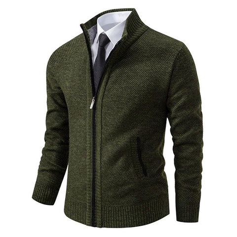 Men's Casual Sports Jacket - Autumn & Winter Fleece Zipper Cardigan with Stand Collar - OneSmartZone