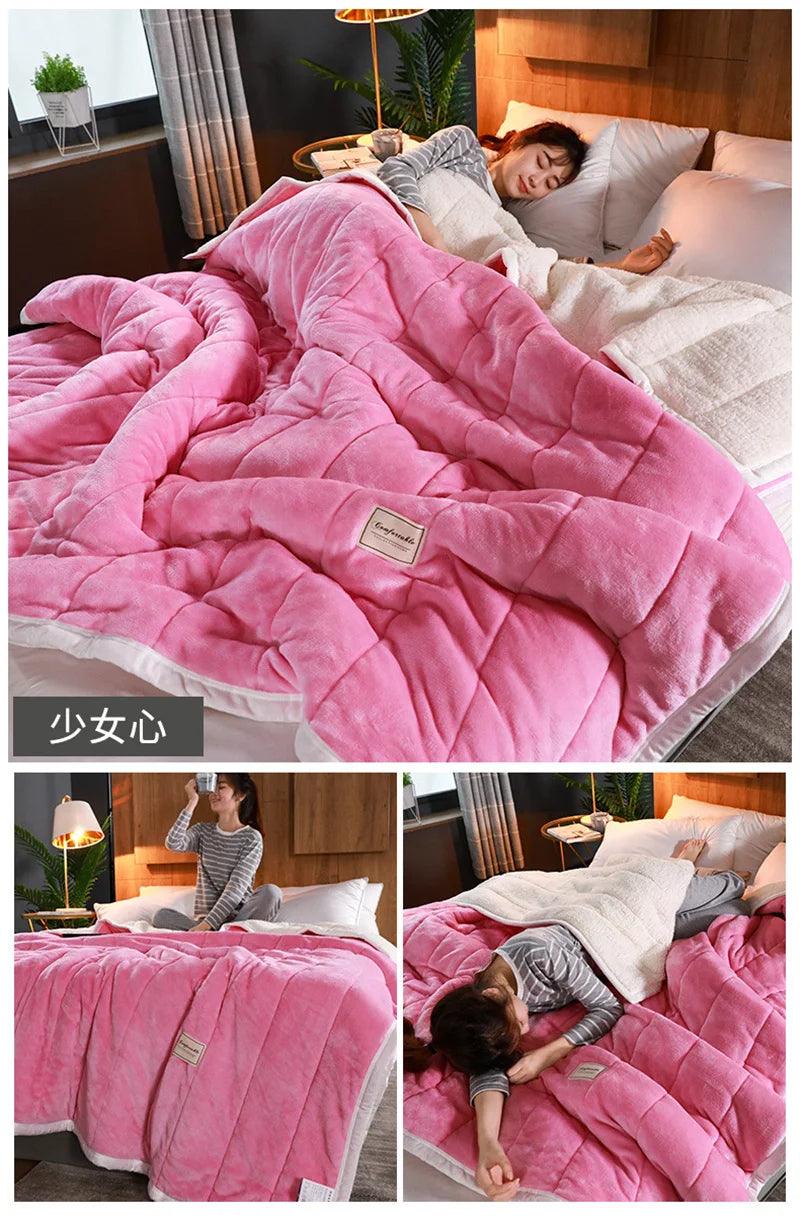 Layer Coral Fleece Blanket – Autumn & Winter Warmth, Soft & Washable Quilt - OneSmartZone