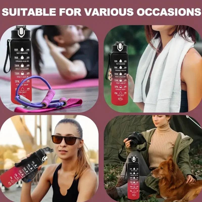 AquaPulse™ – Sports Water Bottle with Time Tracker & Straw - OneSmartZone