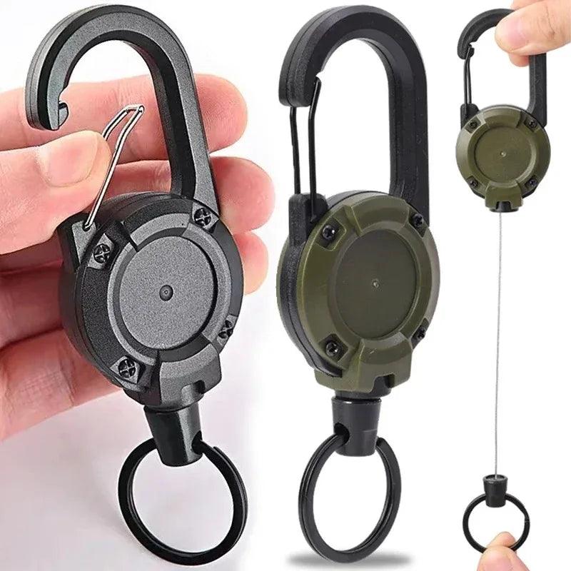 Retractable Heavy Duty Key Chain with Carabiner – Strong Steel Wire Rope, Outdoor Sports Key Ring Tool - OneSmartZone