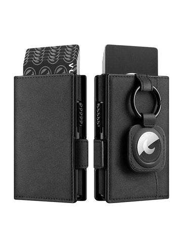 Leather Card Holder Wallet with AirTag Slot – RFID Blocking & Pop-Up Design - OneSmartZone