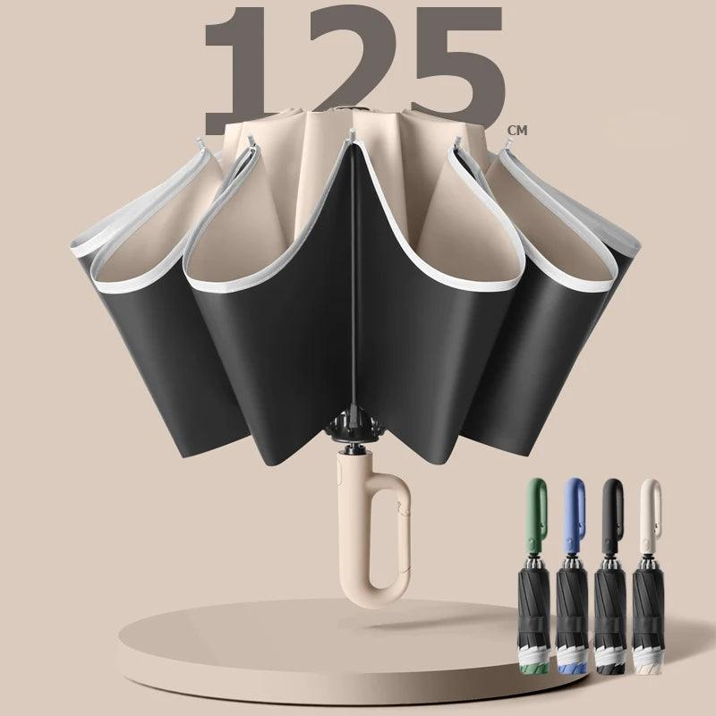 Large Windproof Automatic Umbrella – UV Protection & Reflective Stripes - OneSmartZone