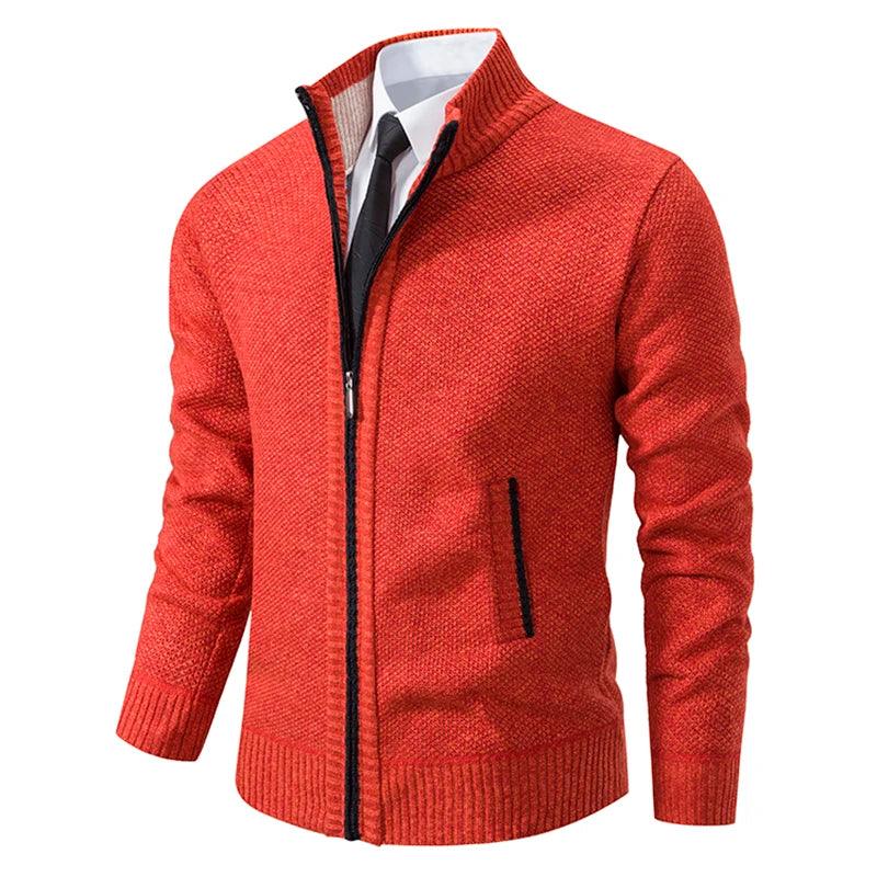 Men's Casual Sports Jacket - Autumn & Winter Fleece Zipper Cardigan with Stand Collar - OneSmartZone