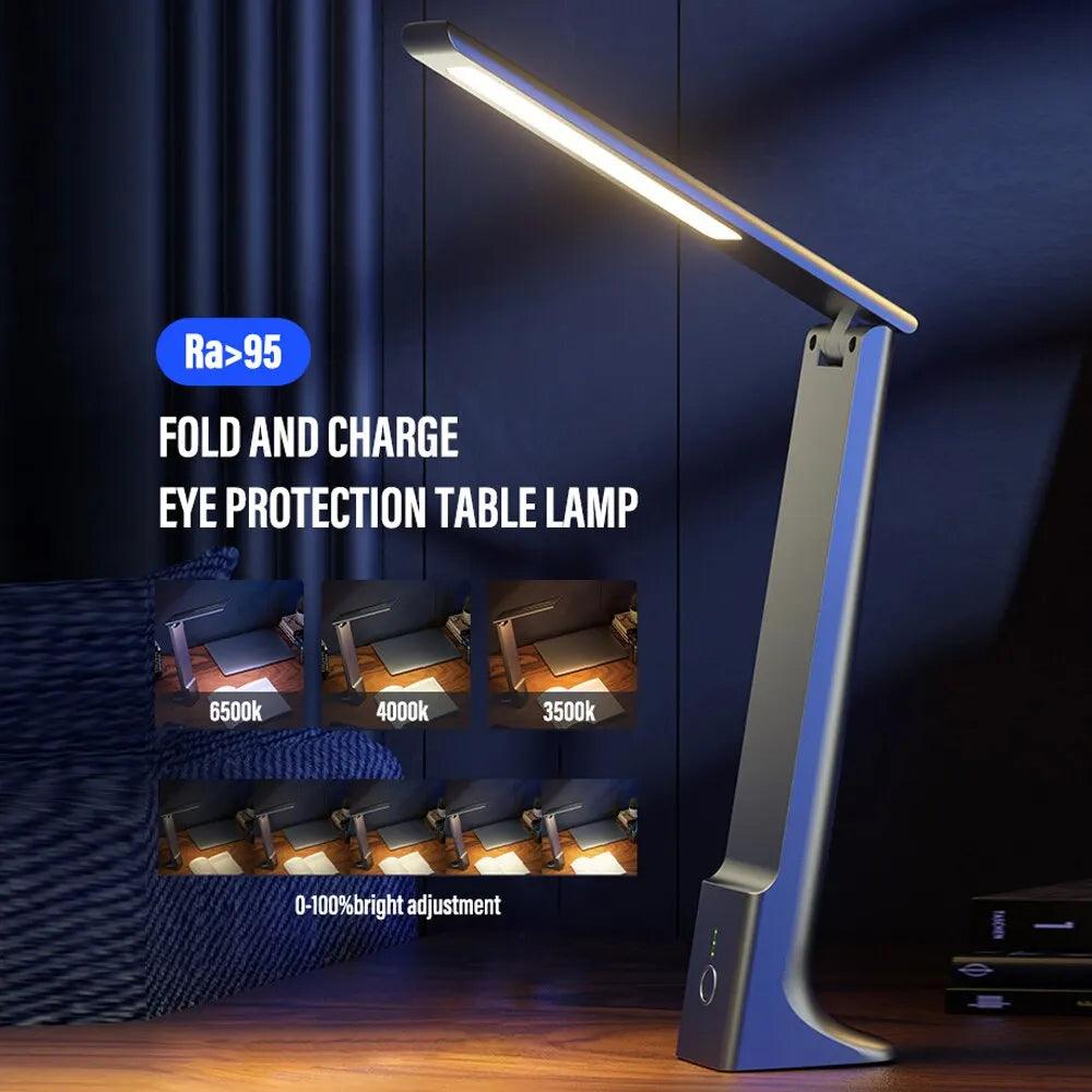 LED Folding Desk Lamp – USB Rechargeable, Touch Control, Dimmable, Eye Protection - OneSmartZone