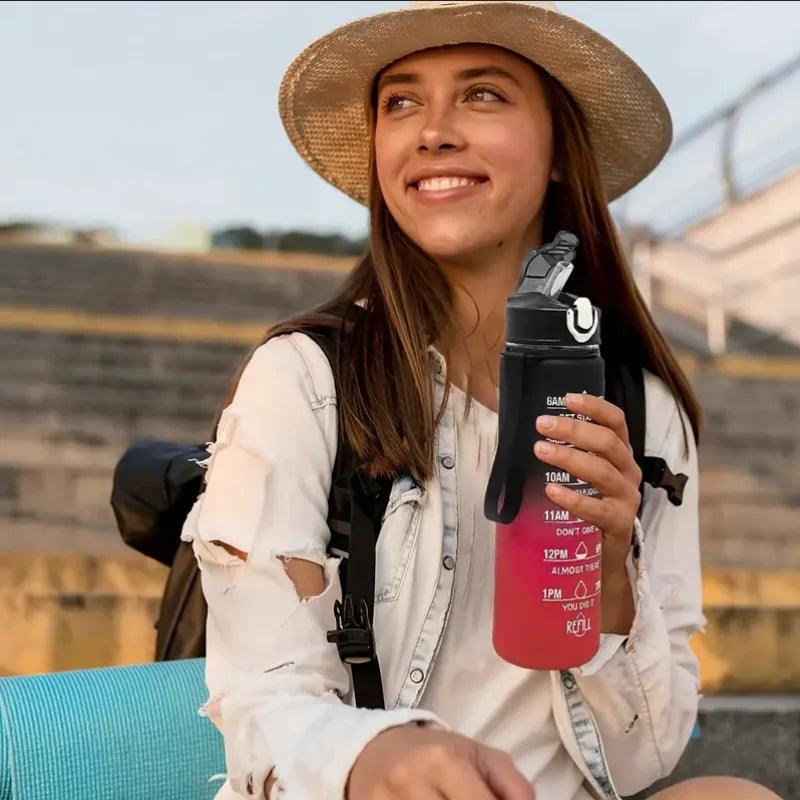 AquaPulse™ – Sports Water Bottle with Time Tracker & Straw - OneSmartZone