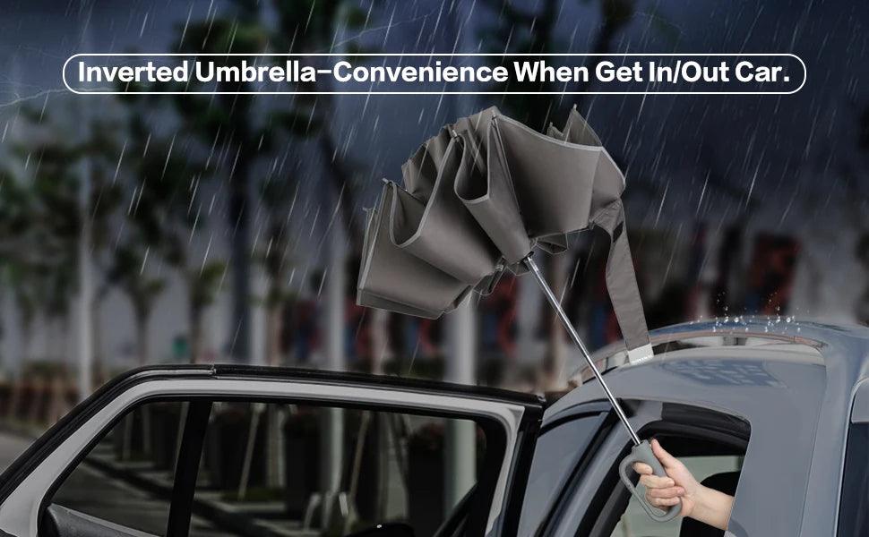 Large Windproof Automatic Umbrella – UV Protection & Reflective Stripes - OneSmartZone