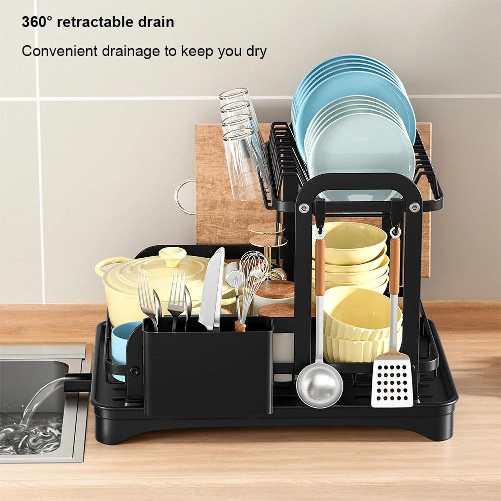 360° Rotating Double-Layer Kitchen Storage & Drying Rack - OneSmartZone