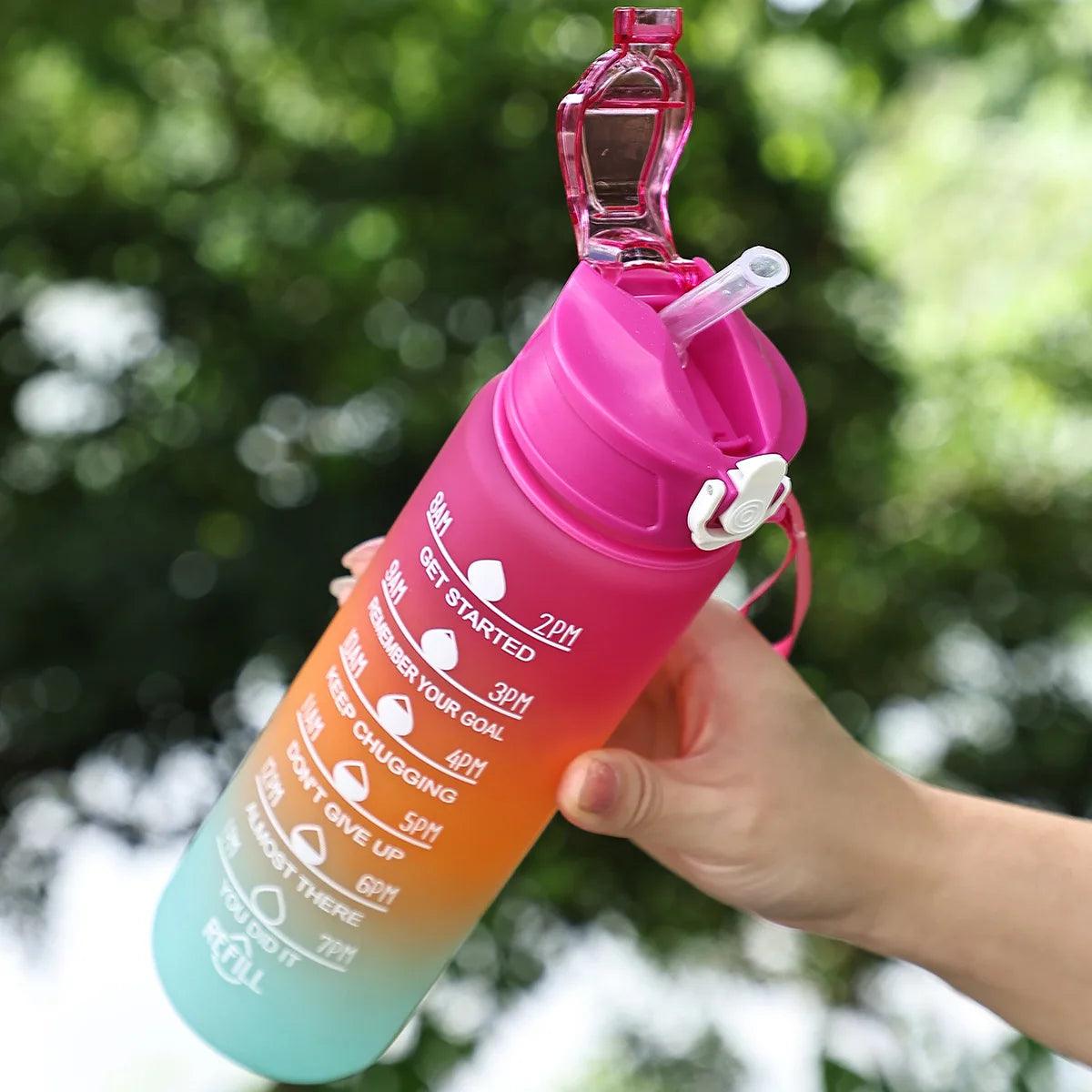 AquaPulse™ – Sports Water Bottle with Time Tracker & Straw - OneSmartZone