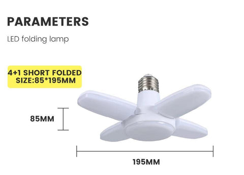 28W Foldable LED Bulb – E27 | 6500K White Light for Home, Warehouse & Garage - OneSmartZone