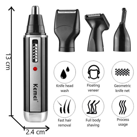 4-in-1 Rechargeable Nose & Beard Trimmer for Men – Ear, Eyebrow & Nose Hair Removal Clean Machine - OneSmartZone