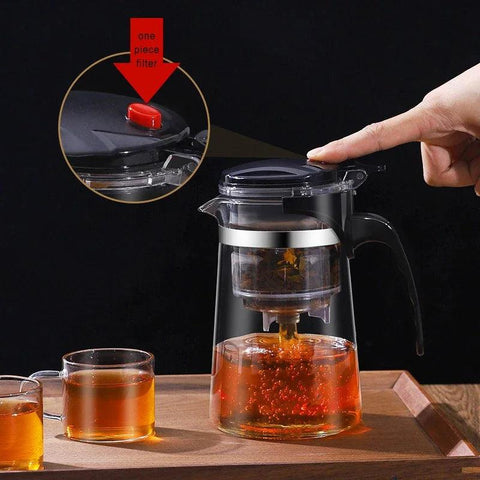 Heat-Resistant Glass Teapot – One-Click Filter Tea Maker & Coffee Pot - OneSmartZone