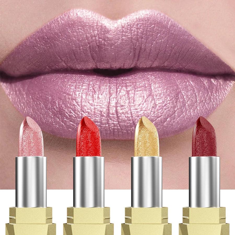 21-Color Bold & Intense Glitter Metallic Lipstick – Long-Lasting Pearlescent Matte Lip Tint - OneSmartZone