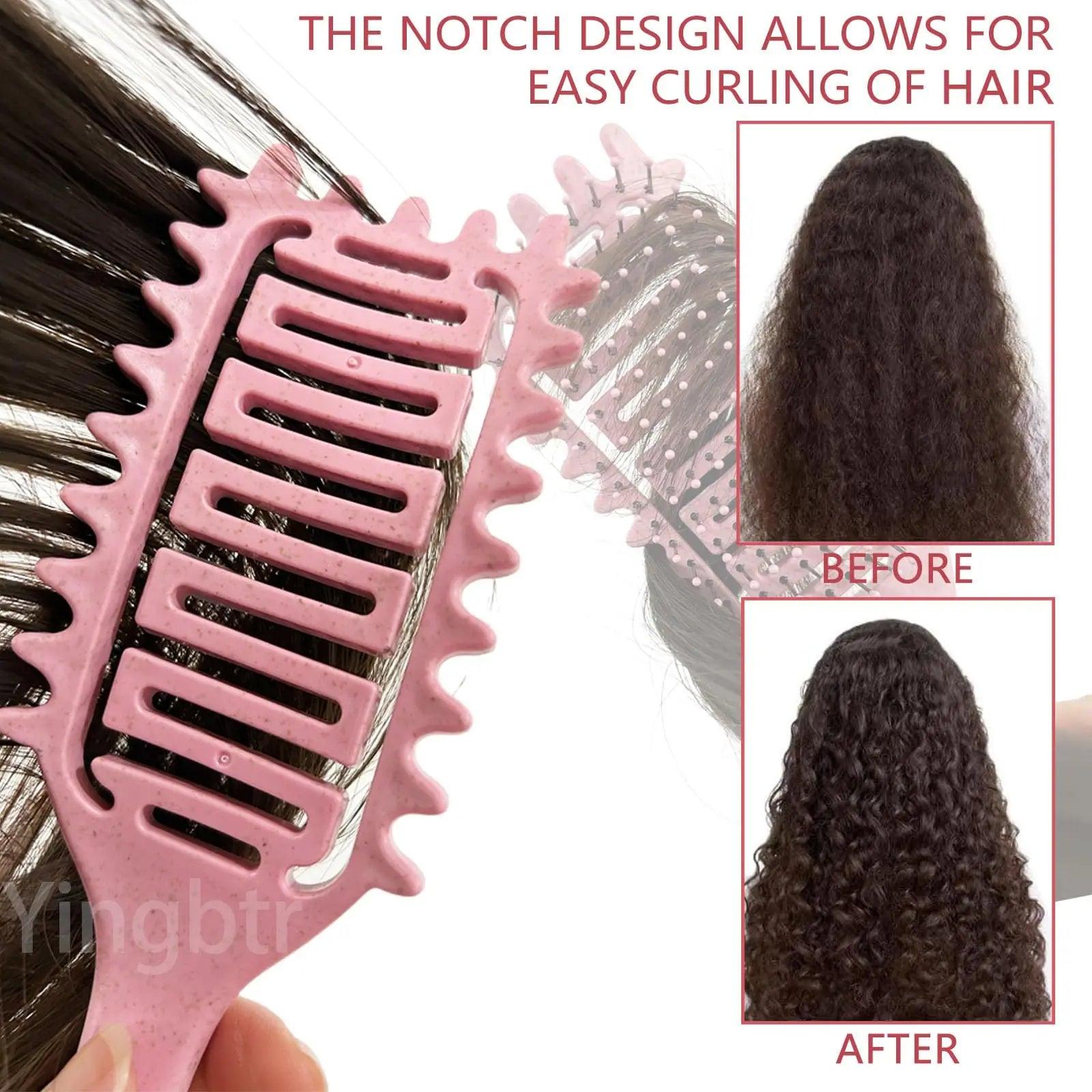 Curly Hair & Beard Styling Brush – Hollow Out Detangling & Curl Defining Multi-Purpose Comb - OneSmartZone