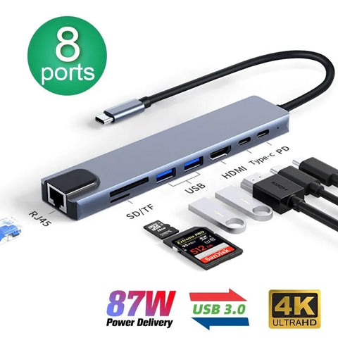 8-in-1 USB-C Hub – 4K Thunderbolt 3 Docking Station & Laptop Adapter - OneSmartZone