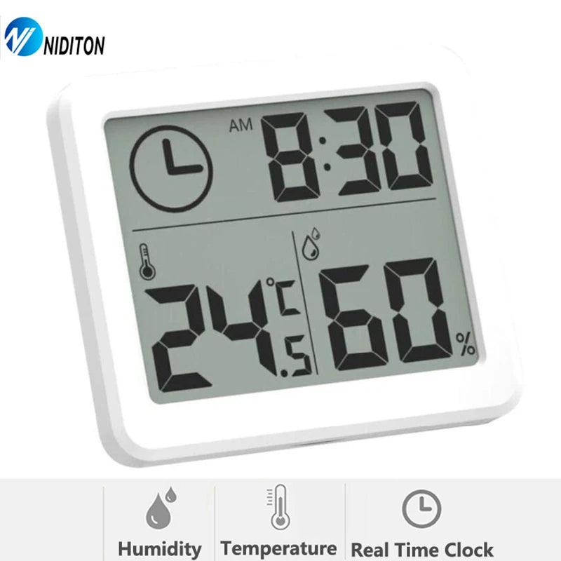 Digital Clock with Temperature & Humidity - Desk & Wall Clock for Home, Kitchen, Office - OneSmartZone