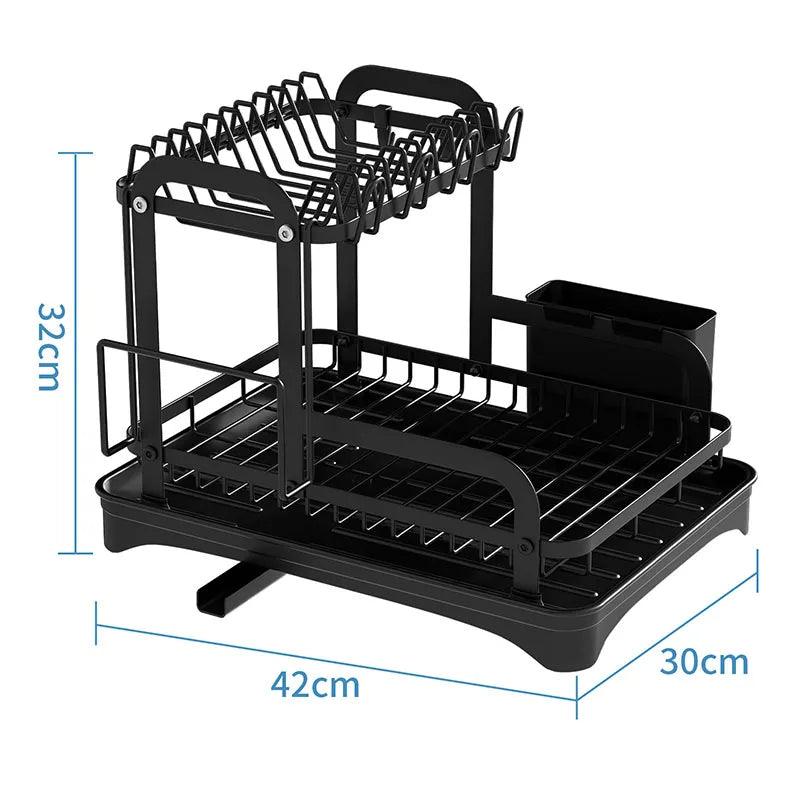 360° Rotating Double-Layer Kitchen Storage & Drying Rack - OneSmartZone