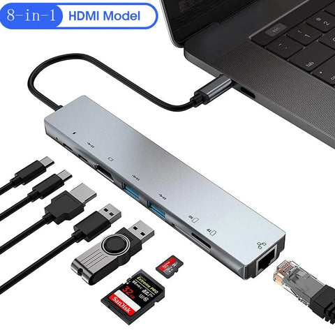 8-in-1 USB-C Hub – 4K Thunderbolt 3 Docking Station & Laptop Adapter - OneSmartZone