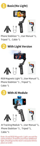 SteadyShot™ XE – 3-Axis Smartphone Gimbal with Fill Light - OneSmartZone