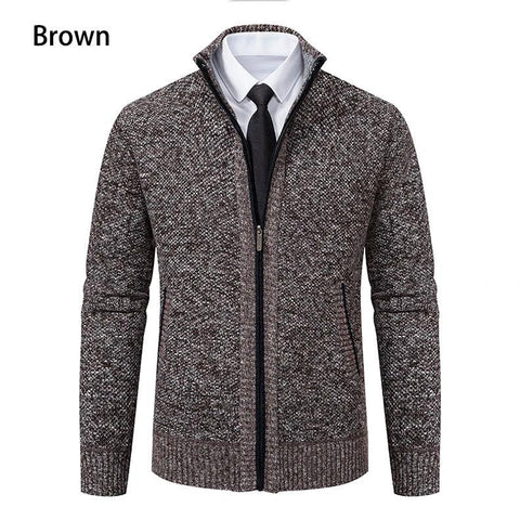 Men's Casual Sports Jacket - Autumn & Winter Fleece Zipper Cardigan with Stand Collar - OneSmartZone