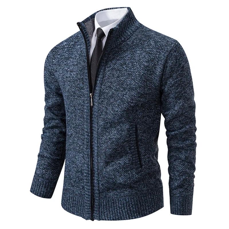 Men's Casual Sports Jacket - Autumn & Winter Fleece Zipper Cardigan with Stand Collar - OneSmartZone