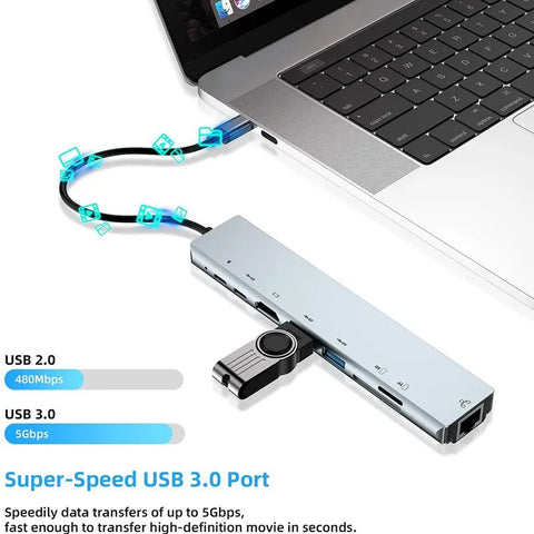 8-in-1 USB-C Hub – 4K Thunderbolt 3 Docking Station & Laptop Adapter - OneSmartZone